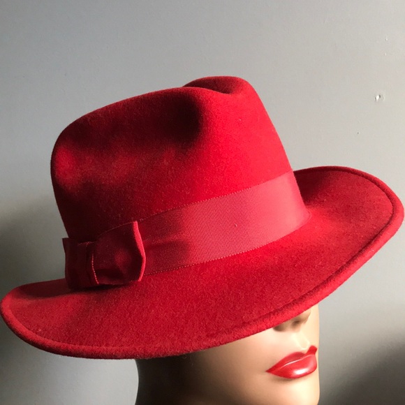 red felt fedora hat